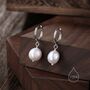 Sterling Silver Baroque Pearl Huggie Hoop Earrings, thumbnail 1 of 12
