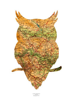 Personalised Owl Map Print, 4 of 5