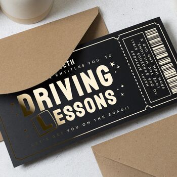 Personalised Gold Foil Driving Lessons Birthday Voucher, 4 of 9