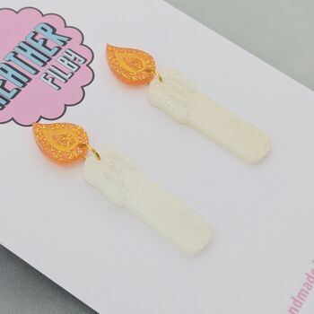 Candle Glitter Christmas Earrings, 2 of 5
