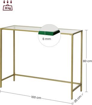 Tempered Glass Console Table With Golden Frame, 7 of 7