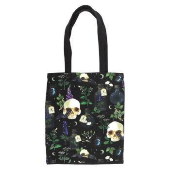Gothic Skull Print Tote Bag – Spooky Shopper, 2 of 3