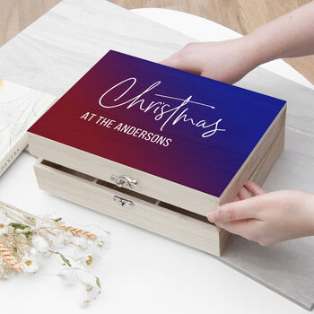 Personalised Family Wooden Christmas Eve Box, 8 of 11