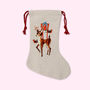 Retro Reindeer Linen Christmas Stocking, thumbnail 4 of 5