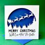 Santa's Sleigh Papercut Personalised Christmas Card, thumbnail 1 of 4