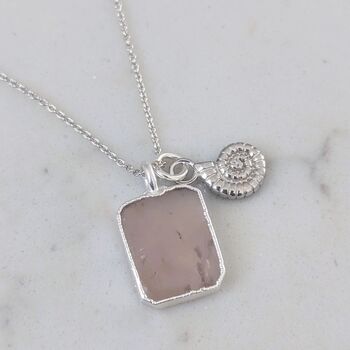 The Duo Rose Quartz Necklace, Sterling Silver, 3 of 11