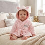 Personalised Pink Baby Dressing Gown With Ears On Hood, thumbnail 1 of 7