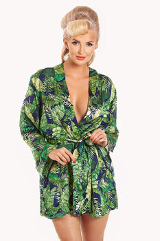 Fern Print Satin Wrap Dressing Gown, 6 of 6