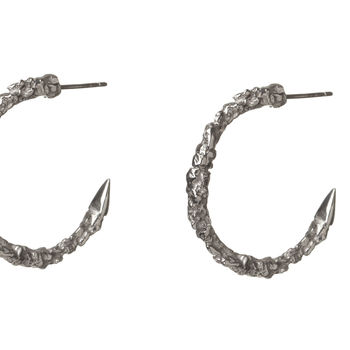 Large Silver Thorn Hoop Earrings, 3 of 3