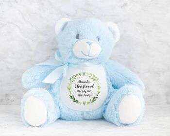Personalised Christening / Baptism Green Wreath Teddy, 12 of 12