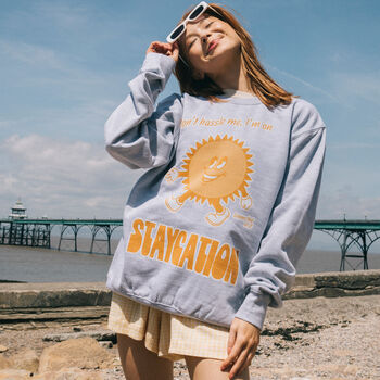 Staycation Women's Slogan Sweatshirt With Sun Graphic, 2 of 4