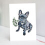 Blue Frenchie Christmas Card, thumbnail 1 of 6
