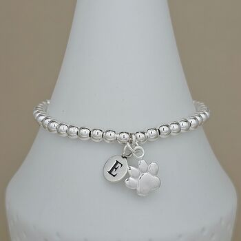 Personalised Beaded Bracelet With Paw Print Charm, 2 of 5