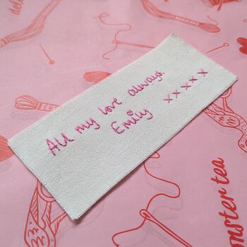 Second Anniversary Personalised Handwriting Embroidery Gift Ready To Frame, 4 of 7