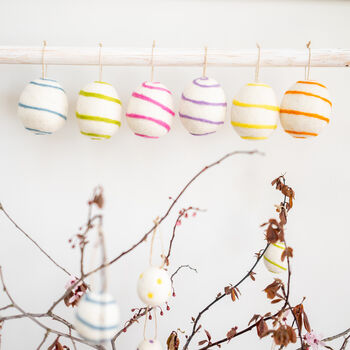 Set Of Felt Easter Egg Hanging Decorations, 6 of 8