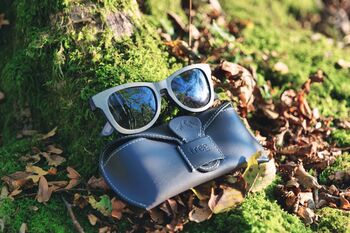 Orleans Recycled Denim Frame Sunglasses Dark Grey Lens, 10 of 10