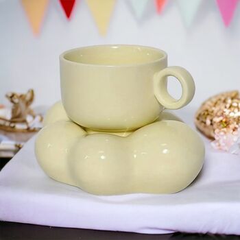Pink And Yellow Marshmallow Cup And Cloud Saucer, 6 of 9