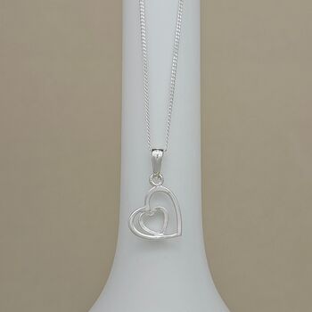 Sterling Silver Heart Within A Heart Necklace, 2 of 3