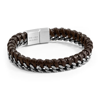 Personalised Woven Leather And Stainless Steel Bracelet, 10 of 10