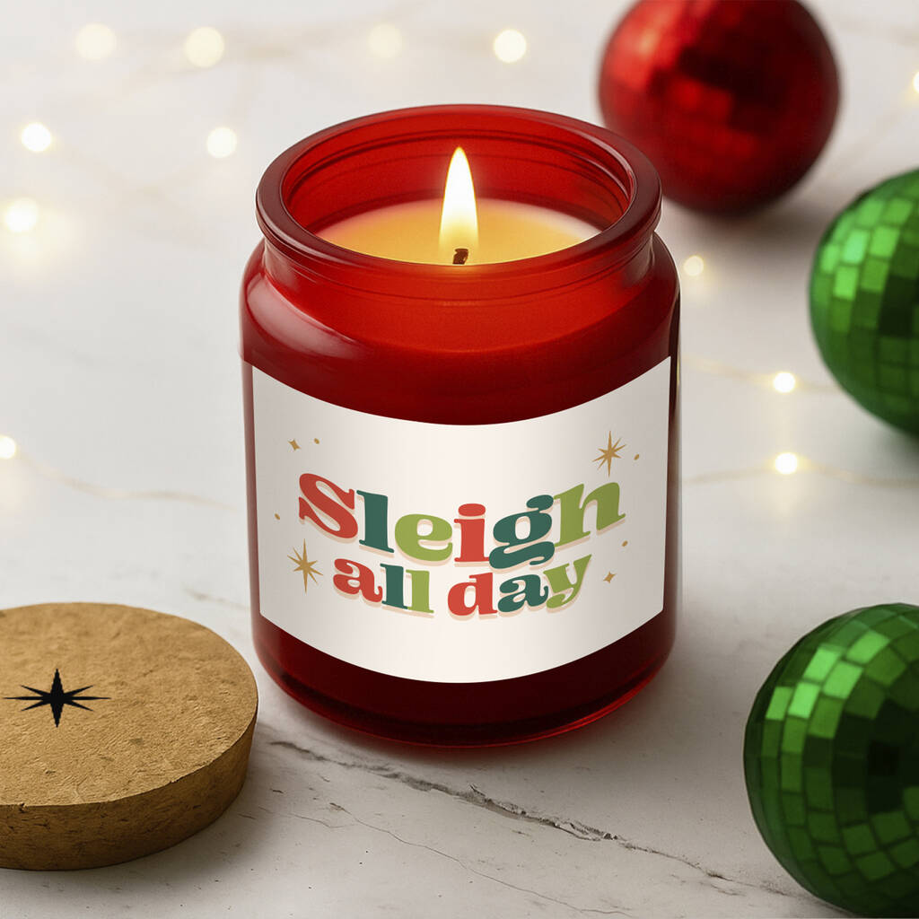 Gingerbread Scented Christmas Candle | 'Sleigh All Day' | Red | Seasonal Winter Home Décor, 1 of 2