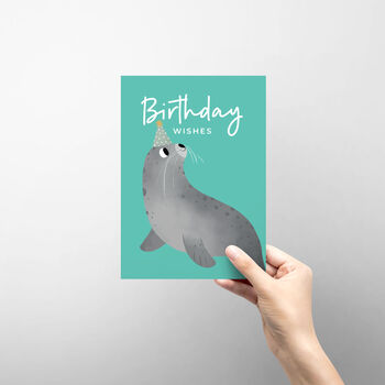 Cute Grey Seal Birthday Card, 2 of 4