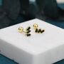 Sterling Silver Triple Black Baguette Cz Screw Back Earrings, thumbnail 5 of 12