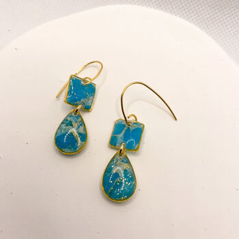 Turqoise Dainty Drop, Clay And Resin Earrings, 7 of 12