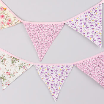 G Decor Elegant Pink And White Floral Cloth Bunting, 5 of 7