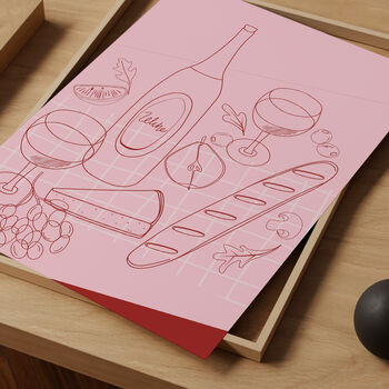 Cheese And Wine Line Art Print, 2 of 2