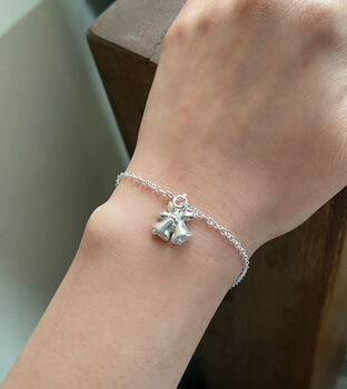 Personalised Serling Silver Jingle Bell And Initial Star Christmas Bracelet, 5 of 11