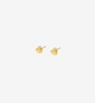 Kokoro Mini Heart Gold Stud Earrings, 3 of 5