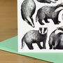 Badgers Watercolour Art Blank Greeting Card, thumbnail 5 of 7