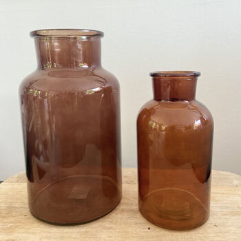 Amber Brown Glass Botanical Bottle Vase, 5 of 5