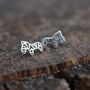 Silver Zebra Stud Earrings Animal Lover Gift, thumbnail 2 of 3