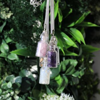 Black Onyx Bottle Silver Plated Necklace, 2 of 4