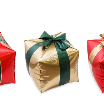Three Christmas Foil Gift Box Balloons Festive Décor, 5 of 6