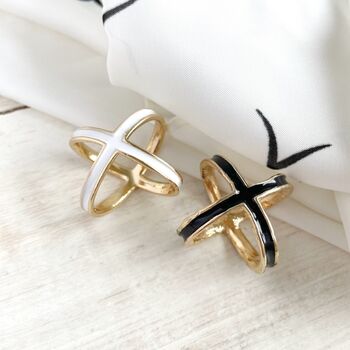 Enamel Four Way Scarf Ring Holder In Black Or White | Silk Scarf Ring / Scarf Buckle | Stylish Scarf Holder Gift For Her, 4 of 12