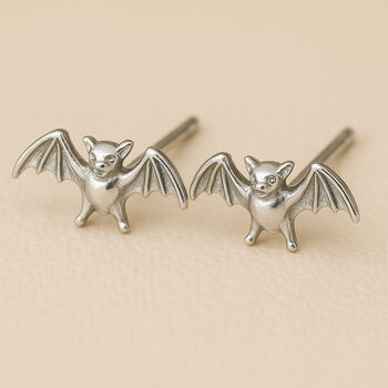 Sterling Silver Bat Stud Earrings, 2 of 3