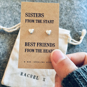 Sister Silver Heart Earrings, 2 of 3