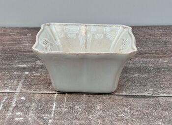 Cream Square Ramekin With Leaf Detail, 2 of 3