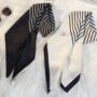 White Striped Twill Large Square Scarf For Women, thumbnail 2 of 7