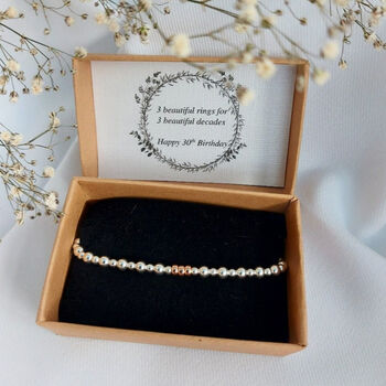 Sterling Silver 925 Milestone 30 40 50 60 70 80 90 Yellow Rose Gold Bead Birthday Bracelet, 6 of 9