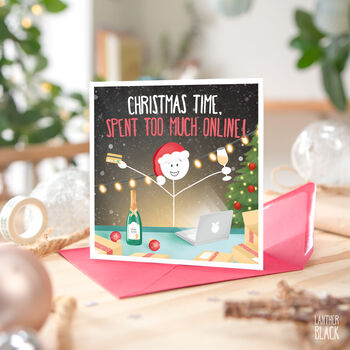 Spent Too Much Funny Christmas Shopping Greeting Card, 4 of 4