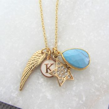 Turquoise Gemstone Angel Wing Necklace, 2 of 2