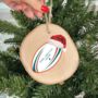 Personalised Rugby Ball Wooden Christmas Bauble, thumbnail 1 of 2