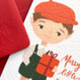 Personalised Little Boy Christmas Greetings Card, thumbnail 1 of 7