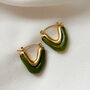 Green Molten Resin Hoop Earrings, thumbnail 1 of 3