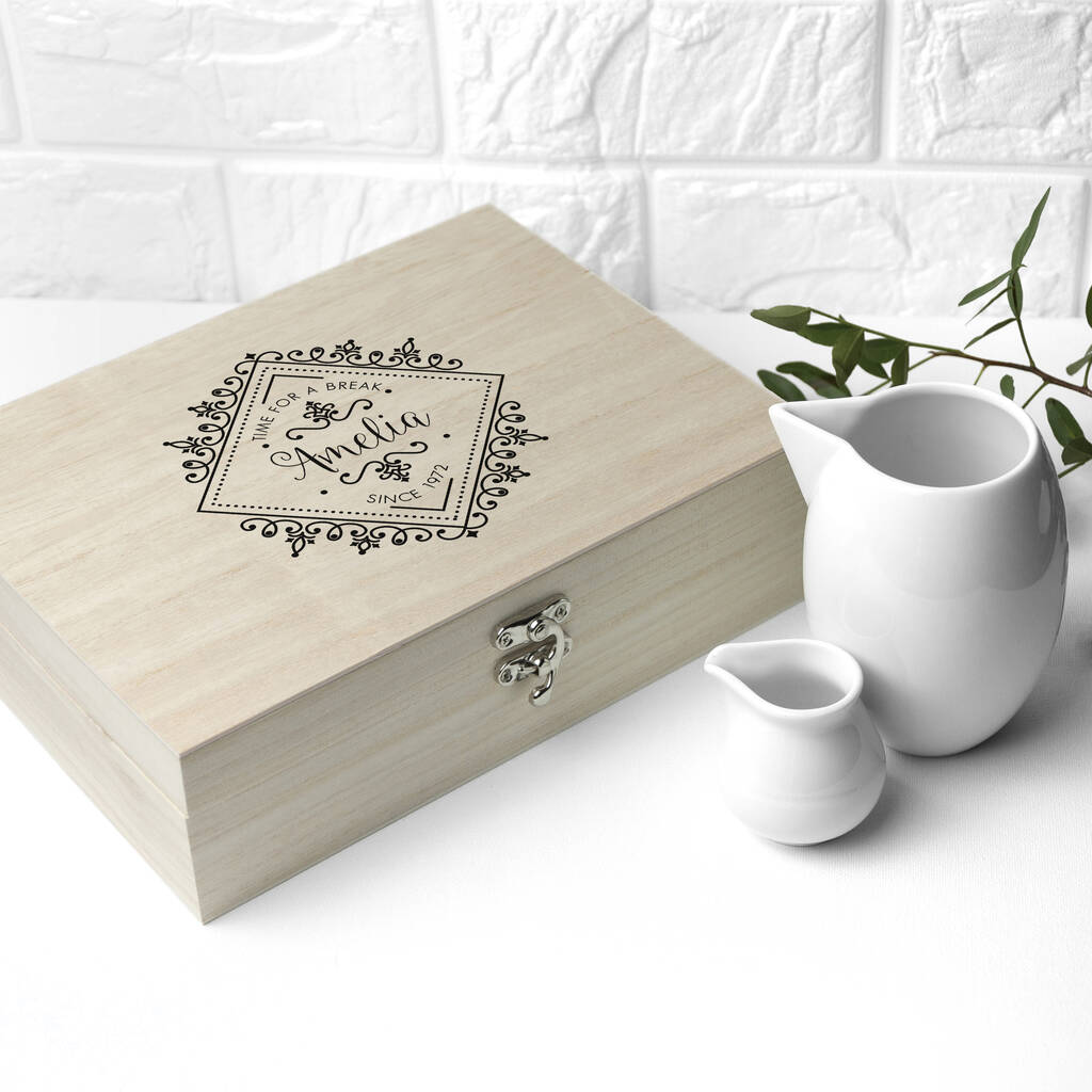Time For A Break! Personalised Wooden Tea Box, 1 of 9