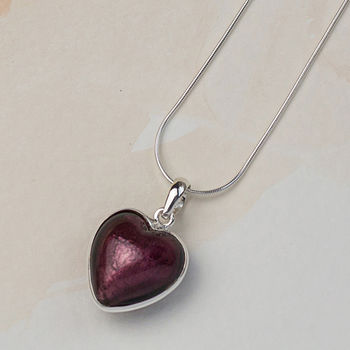 Handmade Silver Murano Glass Heart Pendant, 6 of 12