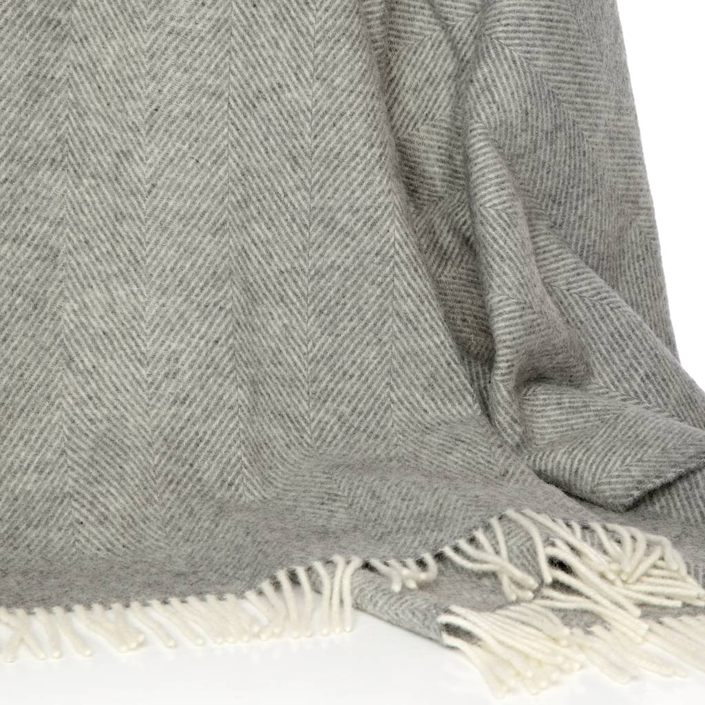 light grey herringbone throw by dreamwool blanket co
